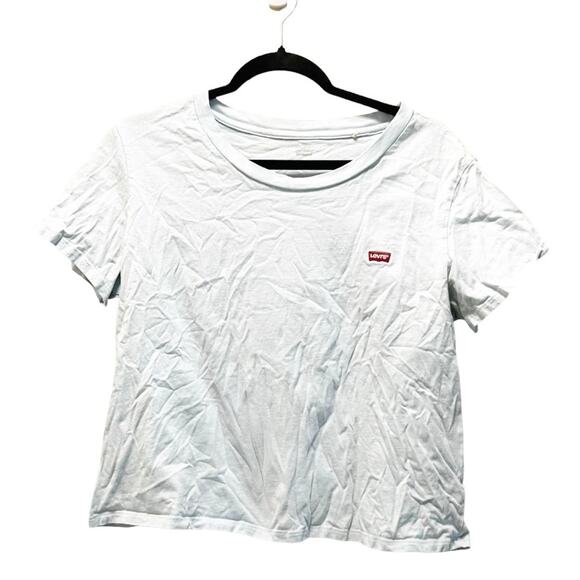 Levi’s Baby Blue Short Sleeve Crop Top Casual T-Shirt Size Medium - Picture 1 of 5